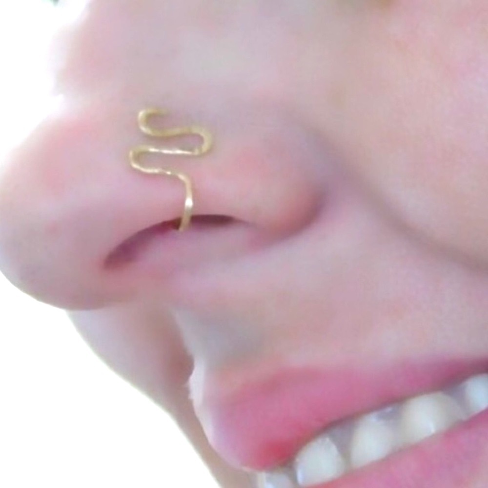 3 x fake nose ring -clip on- snake/serpent, infinity/figure eight, heart shaped